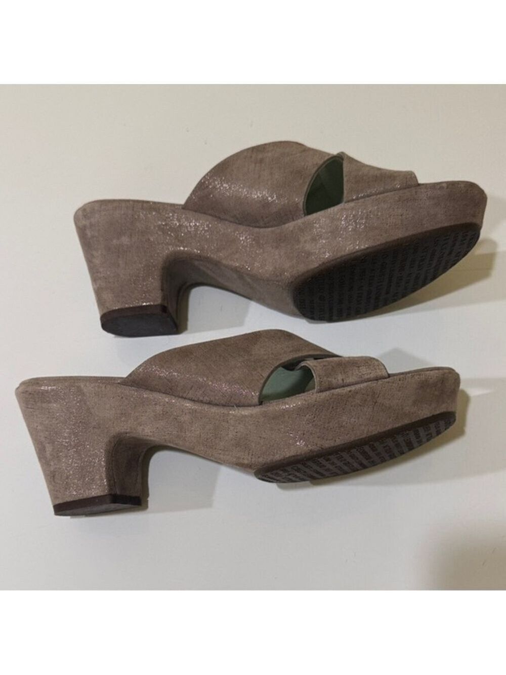 AGL Metallic Chocolate Crossover Women Slides Heels Made in Italy Size 40